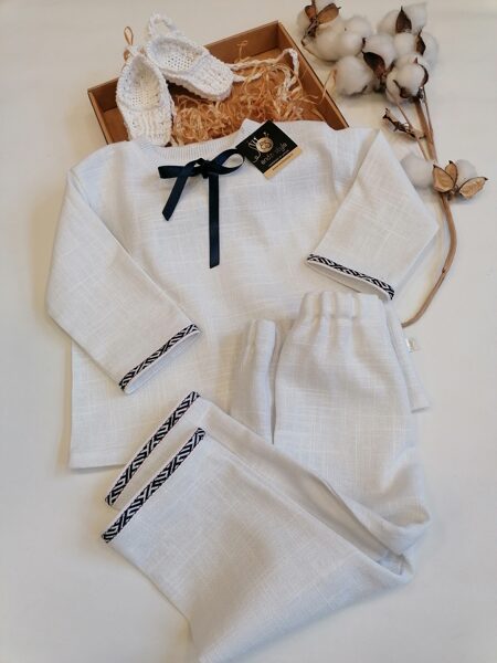  Bērnu apģērba komplekts no lina auduma - ideāls komfortam un stilam. 62-128.izm.