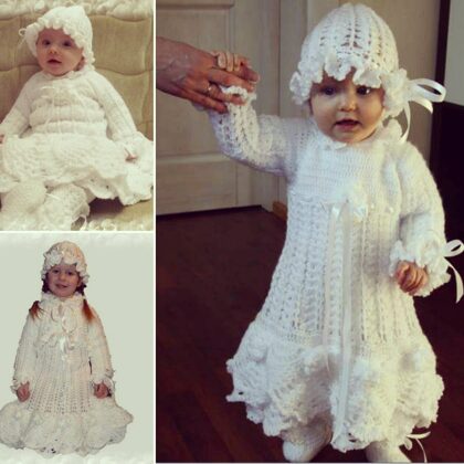 Crochet and knitted outfit baptism